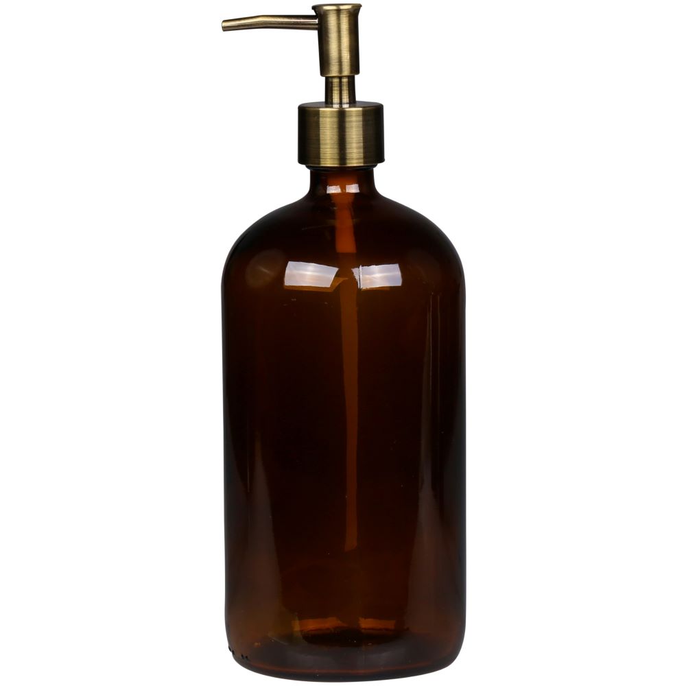Bottle With Pump. Amber Glass 480ml