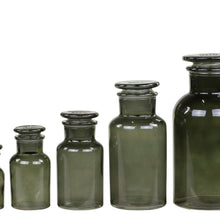 Load image into Gallery viewer, Bottles, Set of 5 Vintage Style Apothecary Bottles With Glass Stoppers, Coal Colour
