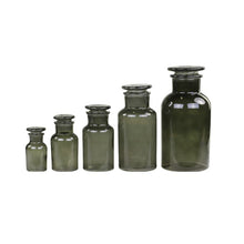 Load image into Gallery viewer, Bottles, Set of 5 Vintage Style Apothecary Bottles With Glass Stoppers, Coal Colour
