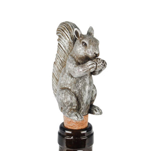 Bottle Stopper, Antique Silver Coloured Squirrel with Cork Bottle Stop for Wine