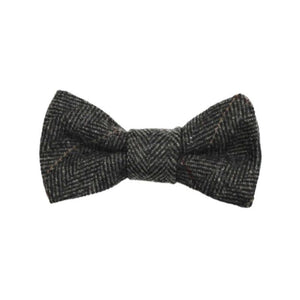 Bow Tie, Traditional Design, Grey Herringbone Tweed