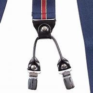 Braces for Trousers, Traditional Navy with Red Striped Design.