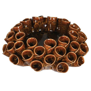 Candleholder, Brown Funnel Candle Holder, for Pillar Candle, Handmade.