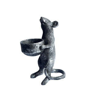 Candleholder, Standing Mouse, Pewter Finish, T Light Candle