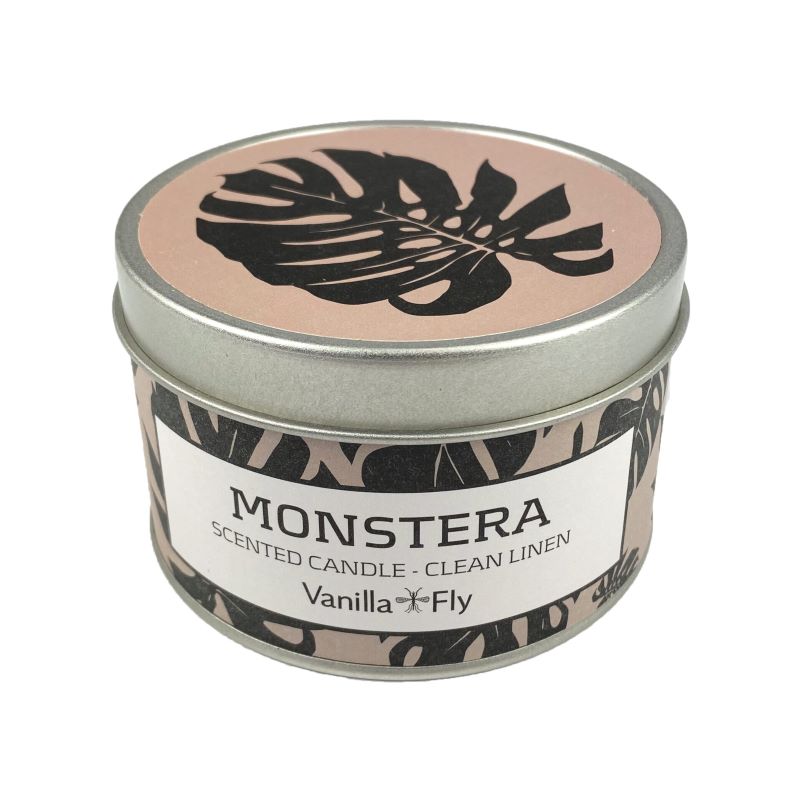 Candle, Scented, in Tin. 100% Nature Vegetable Soy Wax – 30 hours Burning Time. Clean Linen. VF