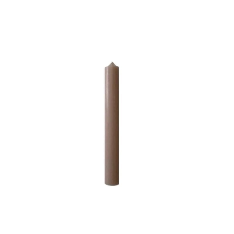 Candle, Short Slim Taper / Christmas, 11cm, 2hrs burning time. Taupe