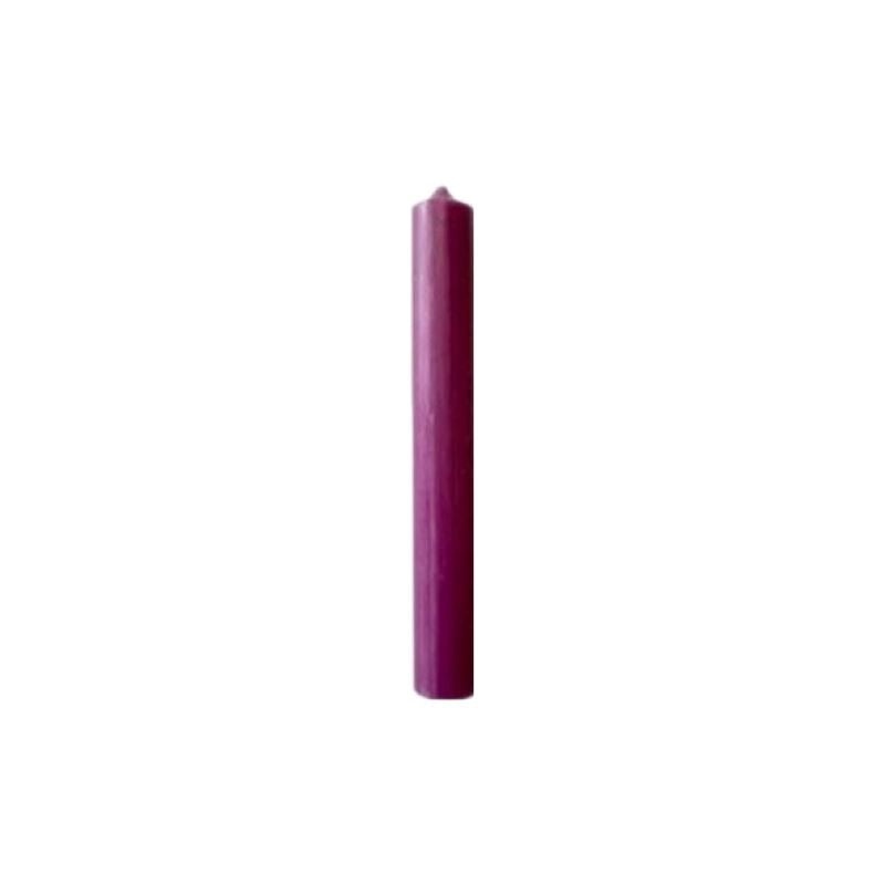 Candle, Short Slim Taper / Christmas, 11cm, 2hrs burning time. Purple