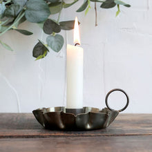 Load image into Gallery viewer, Candleholder / Chamberstick, Antique Brass, for Dinner Candles
