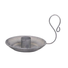 Load image into Gallery viewer, Candleholder / Chamberstick, Antique Zinc, for Dinner Candles
