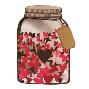 Greeting Card. Laser Cut. Love Hearts, Jar of Hearts, Bottle Valentine Card. Blank Inside