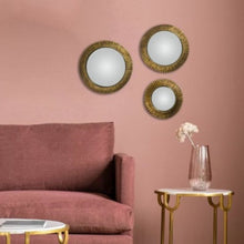 Load image into Gallery viewer, Mirror for Wall, Set of 3 Sizes, Convex, Round Shaped, Resin Frame, Antique Bronze Colour Finish
