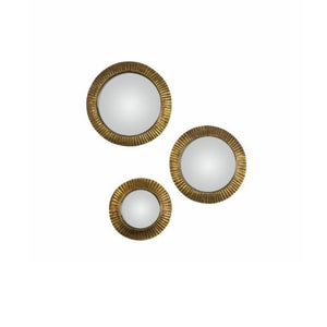 Mirror for Wall, Set of 3 Sizes, Convex, Round Shaped, Resin Frame, Antique Bronze Colour Finish