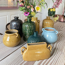 Load image into Gallery viewer, Vase or Plant Pot, Danish Glazed Pottery. Pot with Handles - Curry Colour  VF
