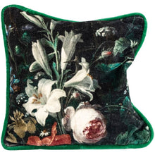 Load image into Gallery viewer, Cushion. Mini Velvet Piped Square, with a Cluster Florals, Lily &amp; Rose 25cm GI
