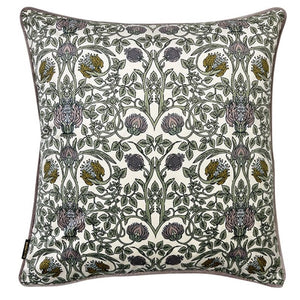 Cushion. Square Velvet, Patterned with Piping. 'Delicate Green'. VF