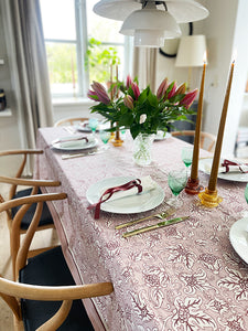 TableCloth, Cotton, 'Dusky Rose', Floral Danish Design, XL 150x250cm, VF