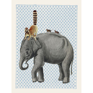 Print / Poster, 50x70cm Danish Design Art Work, Elephant & Lemur, VF