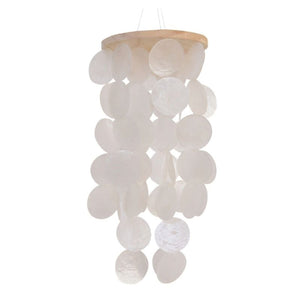 Garden Decoration, Long Wind Chime, Capiz Shell with Wooden Frame, For Hanging in the Home or Garden