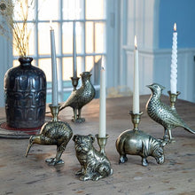 Load image into Gallery viewer, Candleholder, &#39;Hippo&#39;, Bronze Finish, for Dinner Candles / Candle Sticks VF.
