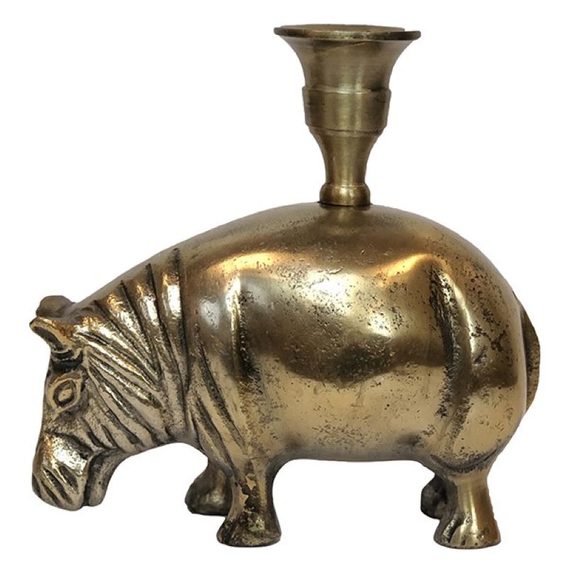 Candleholder, 'Hippo', Bronze Finish, for Dinner Candles / Candle Sticks VF.