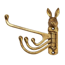 Load image into Gallery viewer, Hook, Antique Gold Bunny Rabbit Multi Hook Coat Hook / Hanger
