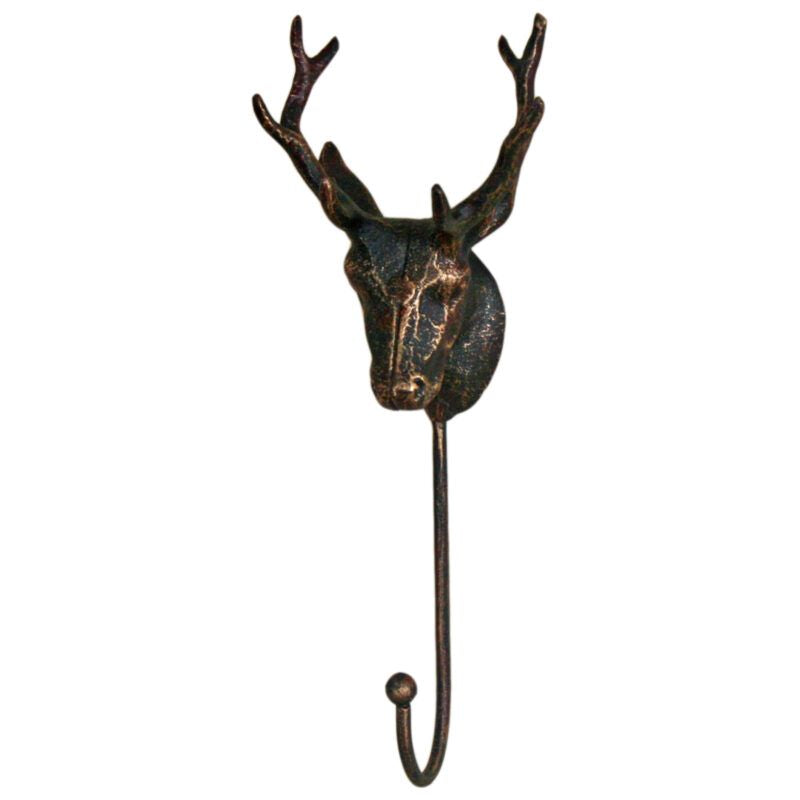 Hook, Single Stag Head, Dark Antique Gold, Metal
