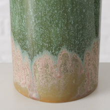 Load image into Gallery viewer, Candle Holder, Reactive Glaze Stoneware, Natural Brown / Green Finish
