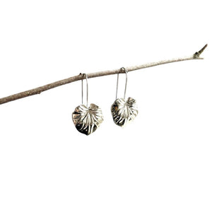 Earrings, Silver Colour Leaf Drop with Wire Fixing
