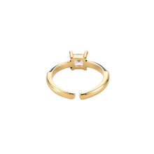 Load image into Gallery viewer, Ring. One Size. Enamel &#39;Open&#39; Solitaire Ring, Square Clear Cubic Zirconia, Size Adjustable
