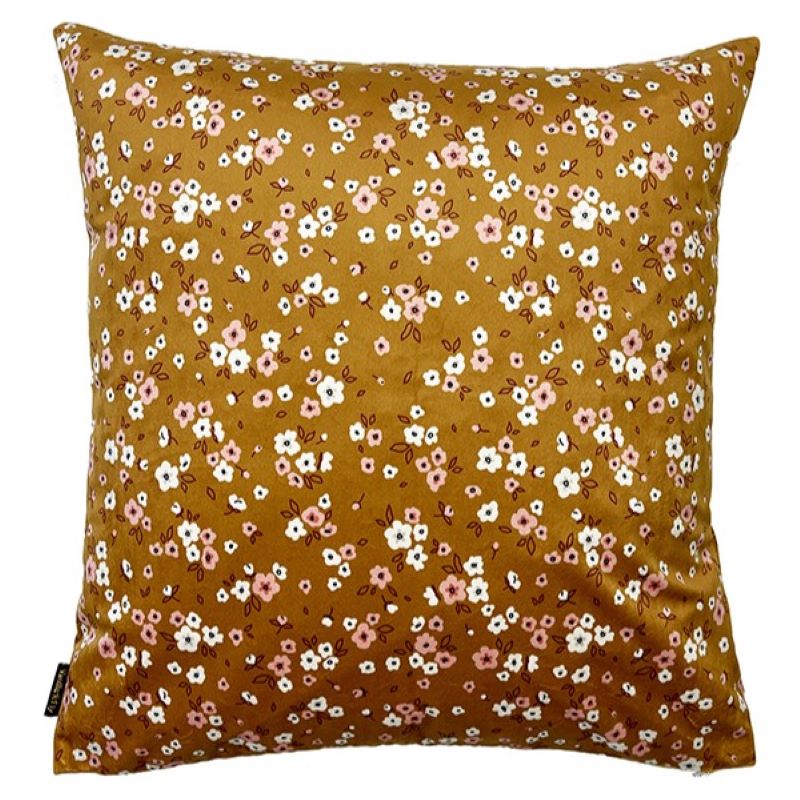 Cushion. Square Velvet, with Golden Floral Pattern. 'Jurassic' Design. VF.