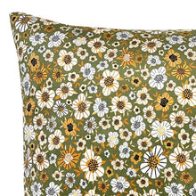 Load image into Gallery viewer, Cushion. Square Velvet, with Olive Green Floral Pattern. &#39;Kale&#39; Design. Retro Vibe. VF
