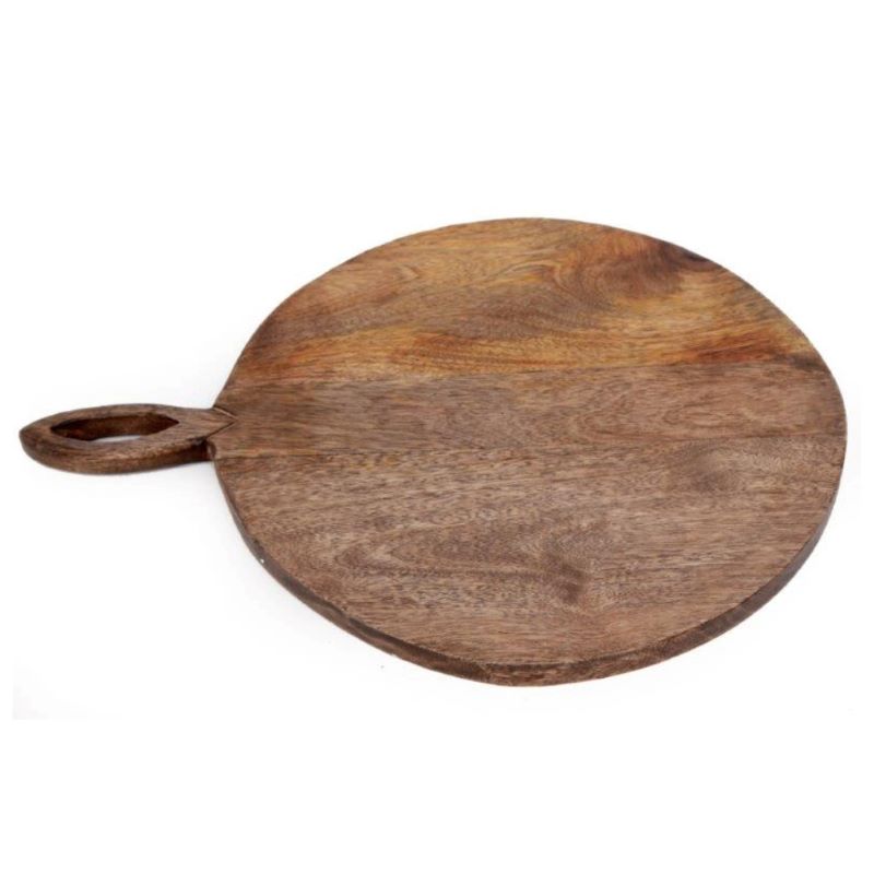 Board, Wooden. Large Round Wood Chopping Board with Carved Handle, Rustic Wood.