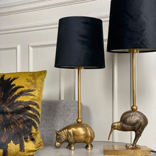 Load image into Gallery viewer, Table Lighting, Kiwi Lamp, Brass Finish with Black Velvet Shade.
