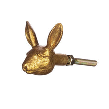 Load image into Gallery viewer, Knob, Antique Gold / Bronze Rabbit Head, Metal Drawer / Door Handle.

