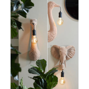 Wall Lamp / Light, Ostrich Bird, Velvet Caramel 'Flock' Finish / Design