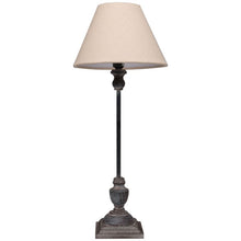 Load image into Gallery viewer, Lamp, Handcrafted &#39;Stem&#39; Grey Wash Wood with Complementary Linen Shade, Table Light.
