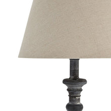 Load image into Gallery viewer, Lamp, Handcrafted &#39;Column&#39; Grey Wash Wood with Complementary Linen Shade, Table Light
