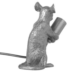 Table Lamp, 'Margo' Mouse', Light in Matt Antique Silver