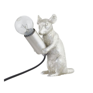 Table Lamp, 'Margo' Mouse', Light in Matt Antique Silver