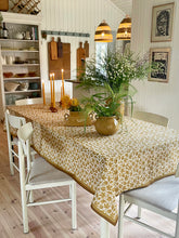 Load image into Gallery viewer, TableCloth, Cotton, &#39;Marigold&#39;, Floral Danish Design, XL 150x250cm, Yellow / Gold VF
