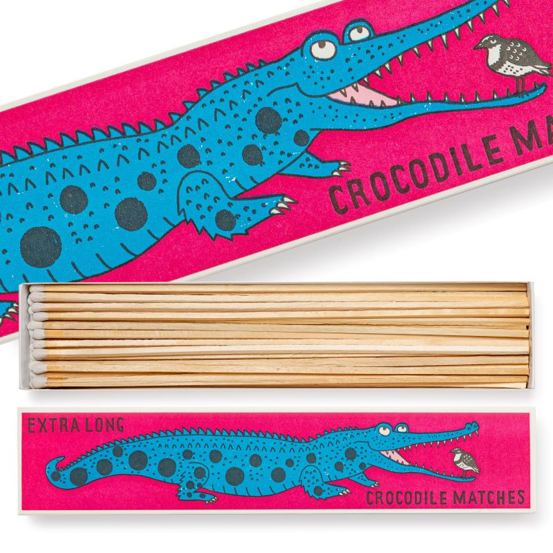 Match Box Long, Long Crocodile, Pink & Blue Safety Matches