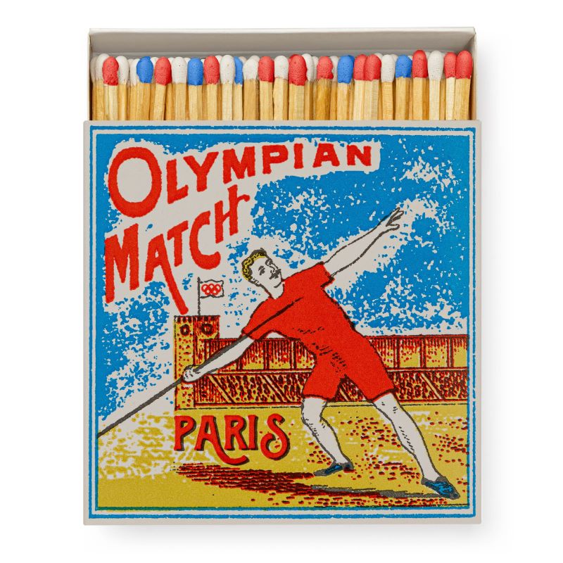 Match Box Square, 'Olympian / Olympic' Red, White & Blue Safety Matches.