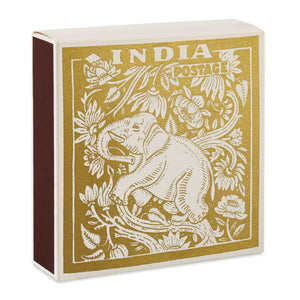 Match Box Square, Indian Elephant Stamp, India Gold Safety Matches.