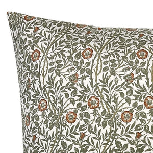 Cushion. Square Velvet, Patterned, 'Mayfly' Green Rose Deco Style. VF
