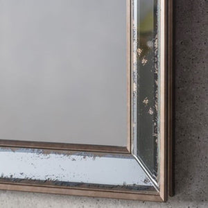 Mirror for Wall, Square Shape, Framed with Vintage 'Worn' Bevelled Mirror Edges.
