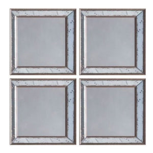 Mirror for Wall, Square Shape, Framed with Vintage 'Worn' Bevelled Mirror Edges.