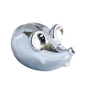 Money Box, Mouse, Silver Coated Ceramic, with Base Stopper