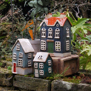 Candle House, Ceramic 'Dutch House' Church Tea Light Holder, Glazed Pottery