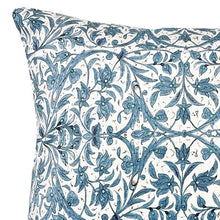 Load image into Gallery viewer, Cushion. Square Velvet, Patterned, &#39;Pacific&#39; Cream, Blue Floral Design. VF
