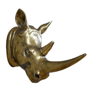 Wall Art, Antique Gold Hippo Ostrich Head, Wall Mount.